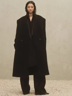 Alpaca Herringbone Lapelless Coat