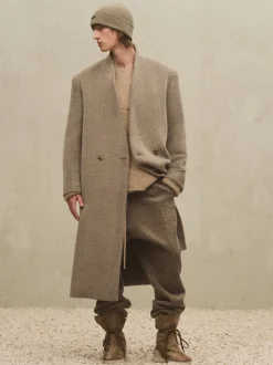 Alpaca Herringbone Lapelless Coat