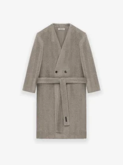 Alpaca Herringbone Lapelless Coat