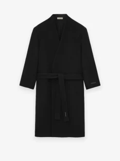 Boiled Wool Lapelless Relaxed Coat