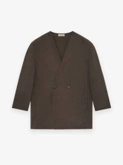 Brushed Wool Cashmere Lapelless Blazer