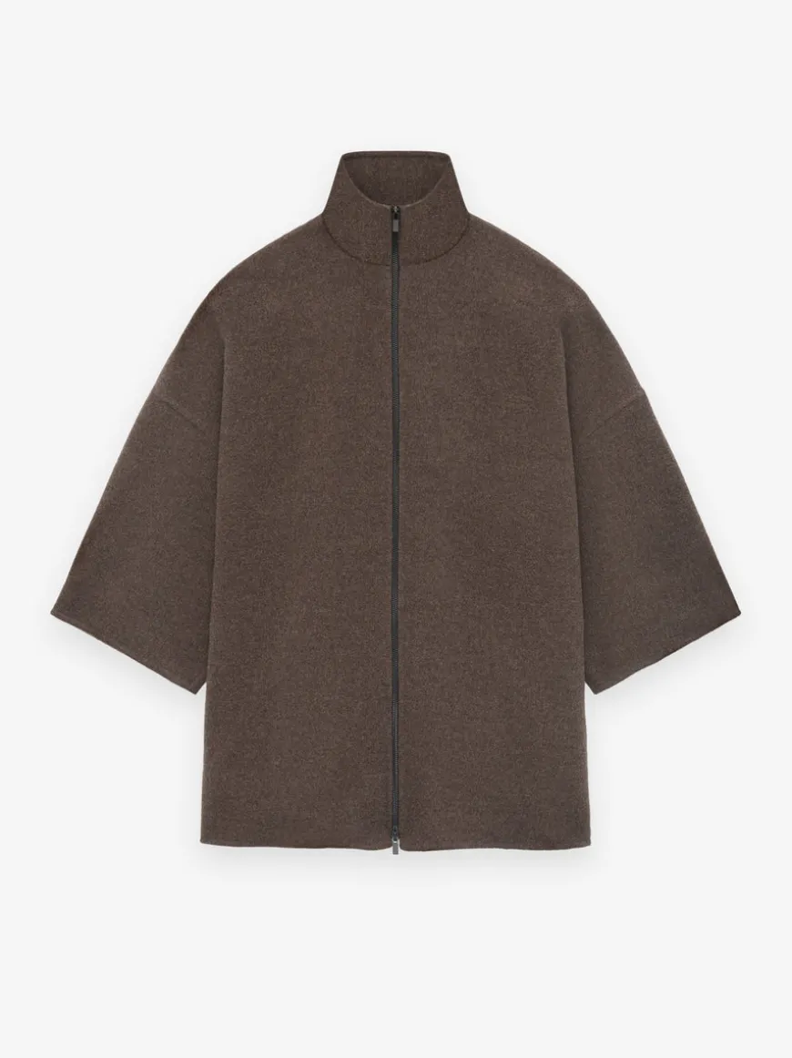 Brushed Wool Cashmere Short Sleeve Jacket