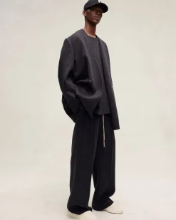 Brushed Wool Cashmere Wide Leg Pants