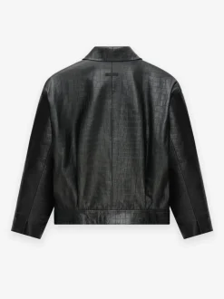 Crocodile Embossed Leather Jacket