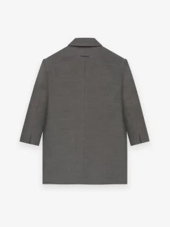 Double Cotton Wool Long Relaxed Blazer