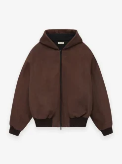 Leather Hooded Bomber