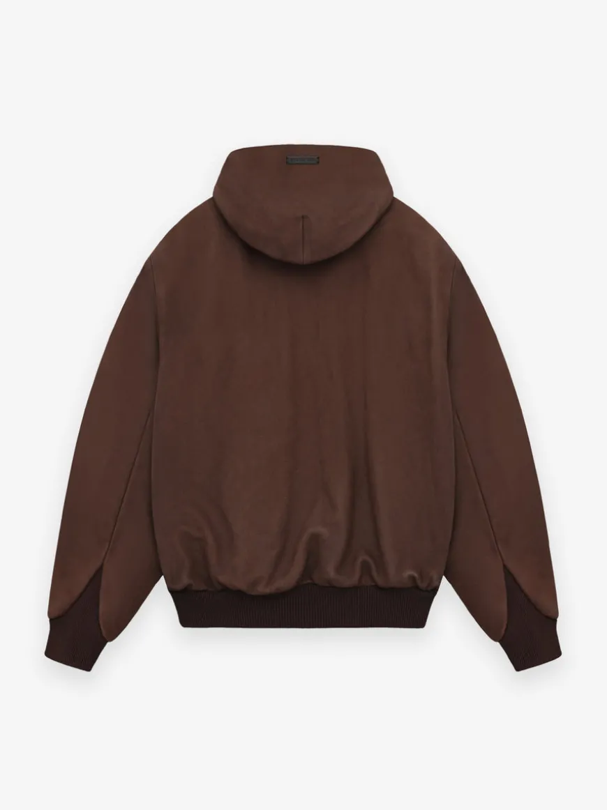 Leather Hooded Bomber