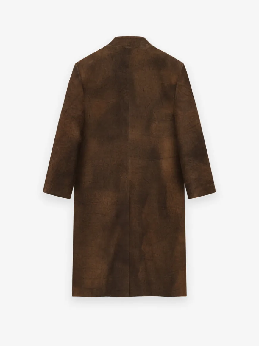 Leather Lapelless Coat