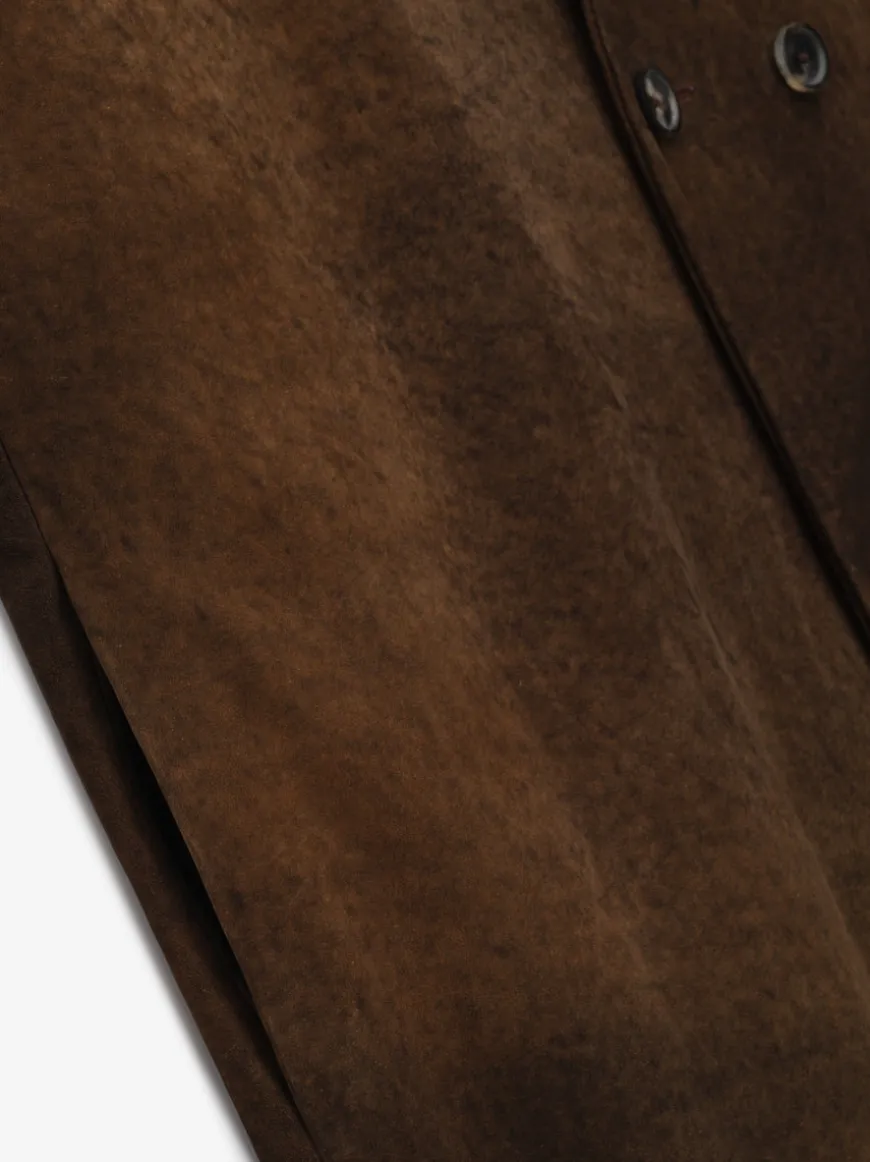 Leather Lapelless Coat