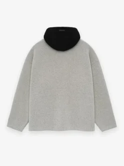 Merino Boucle Polo Hoodie