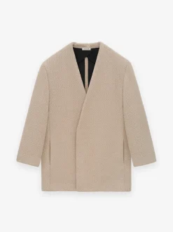 Pique Knit Lapelless Blazer