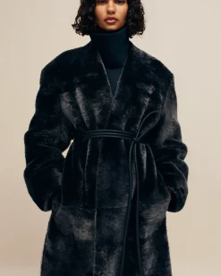 Shearling Lapelless Overcoat