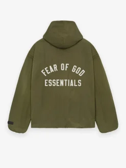 Textured Nylon Hooded Coaches Jacket