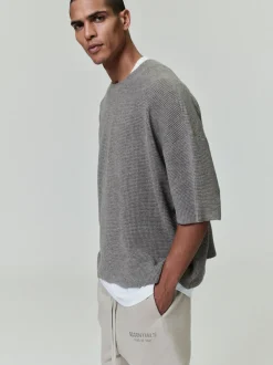 Waffle Short Sleeve Sweater