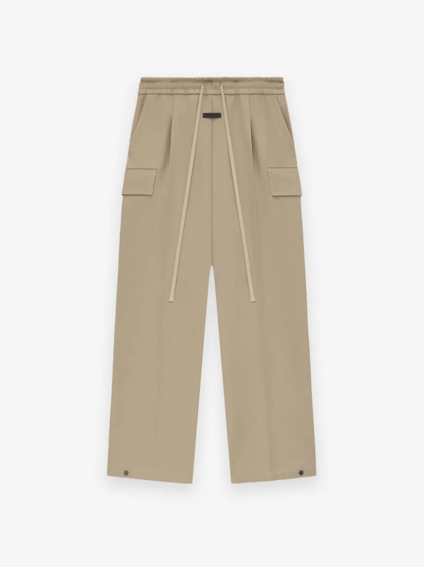 Weighted Twill Wide Leg Cargo Pants