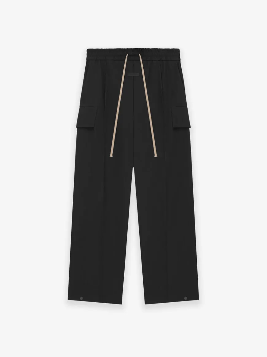 Weighted Twill Wide Leg Cargo Pants