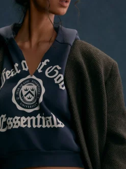 Women's Heavy Fleece Cropped V-Neck Hoodie