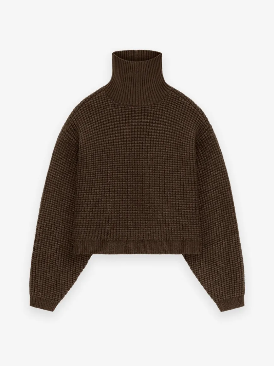 Women's Heavy Waffle Cropped Turtleneck
