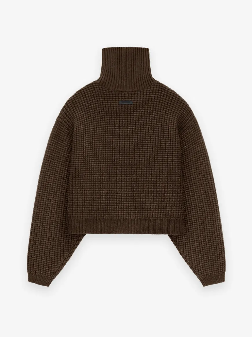 Women's Heavy Waffle Cropped Turtleneck