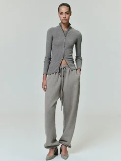 Womens Soft Rib Knit Zip-Up Jacket