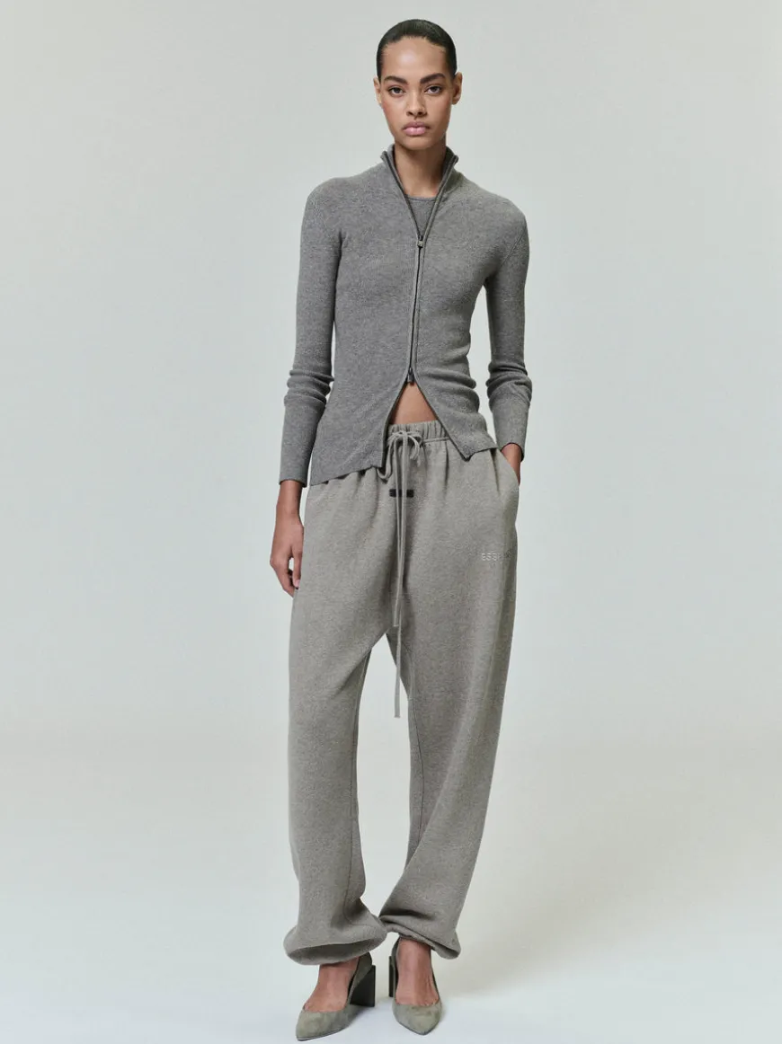 Womens Soft Rib Knit Zip-Up Jacket