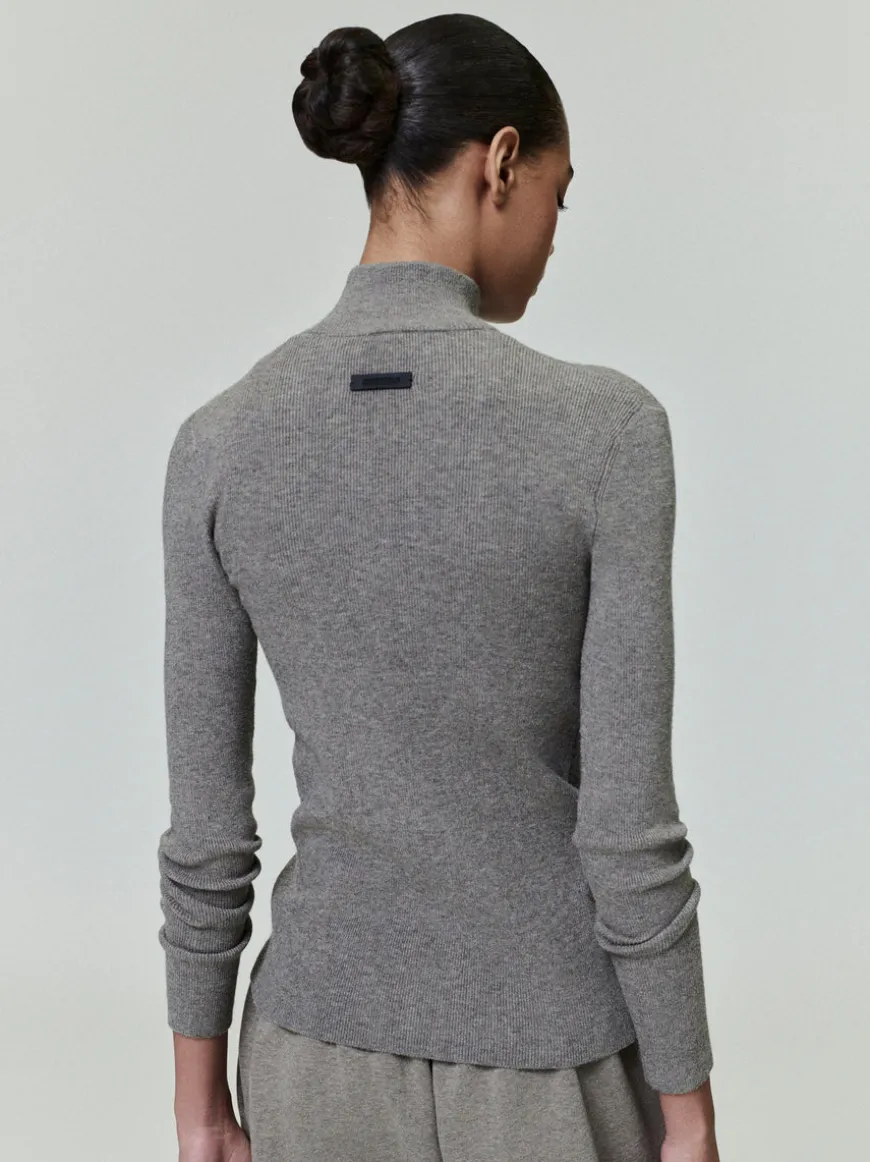 Womens Soft Rib Knit Zip-Up Jacket