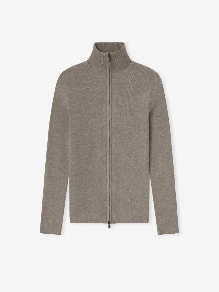 Womens Soft Rib Knit Zip-Up Jacket