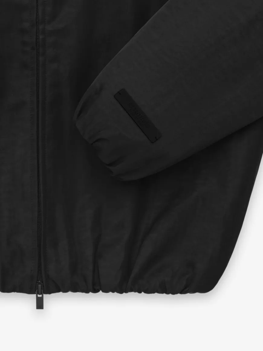 Womens Textured Nylon Hooded Bomber