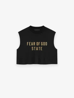 Womens Tri-Blend Cropped Muscle Tee