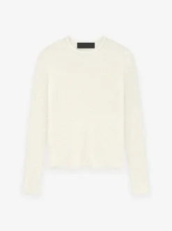 Womens Waffle Fitted Long Sleeve Sweater