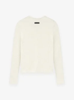 Womens Waffle Fitted Long Sleeve Sweater