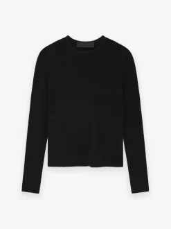 Womens Waffle Fitted Long Sleeve Sweater