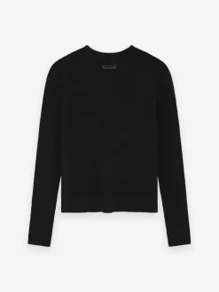 Womens Waffle Fitted Long Sleeve Sweater