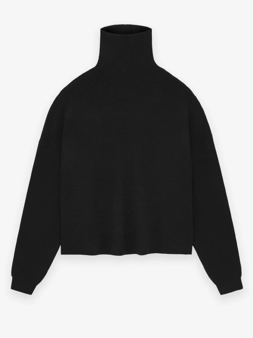 Womens Waffle Turtleneck