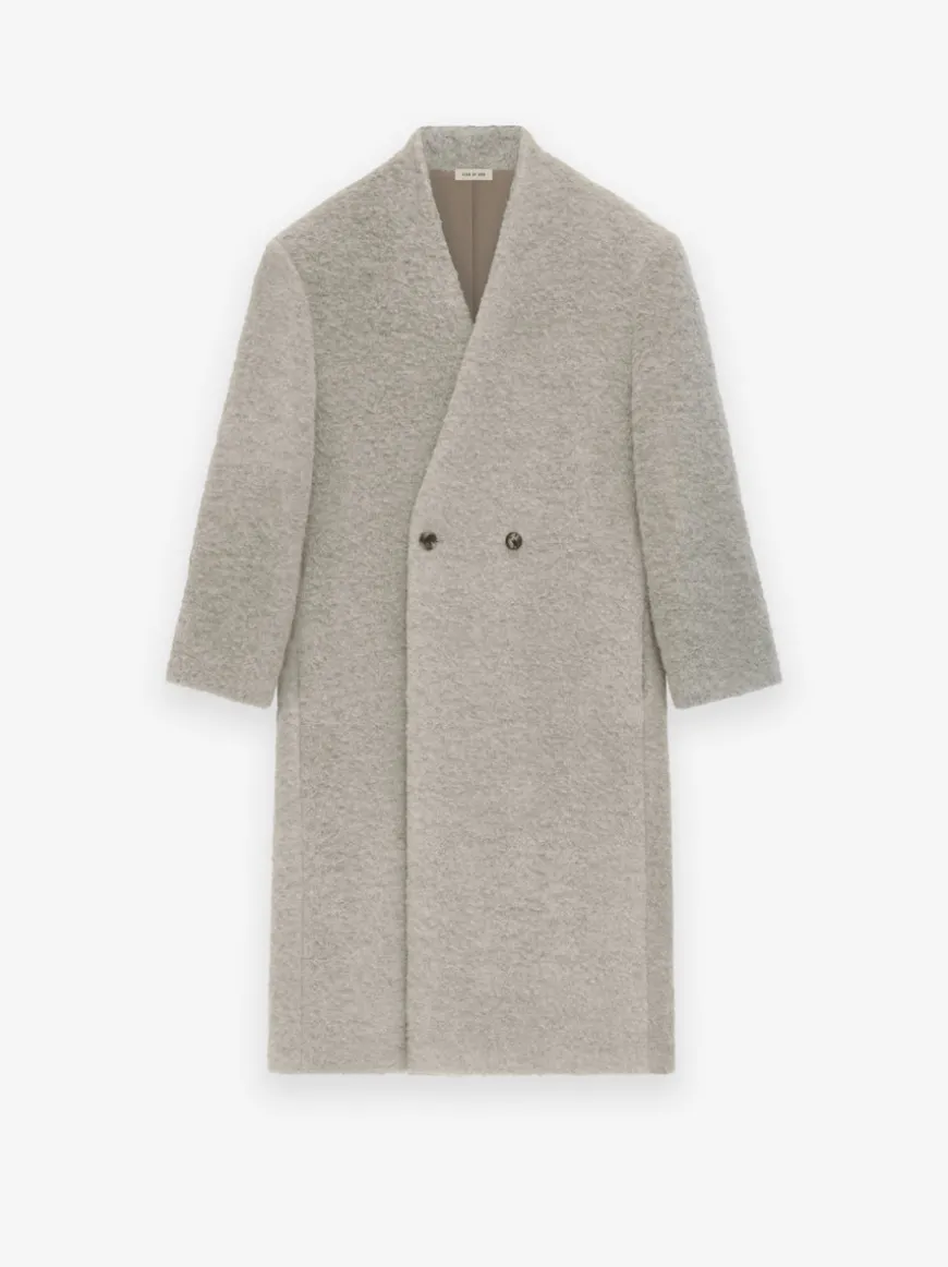 Wool Boucle Lapelless Coat