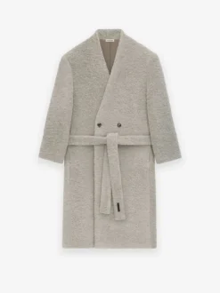 Wool Boucle Lapelless Coat