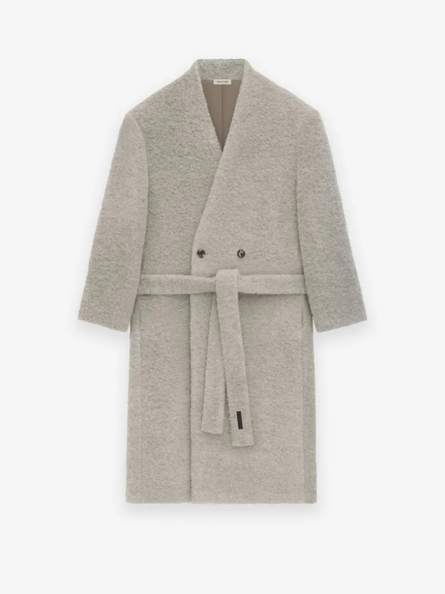 Wool Boucle Lapelless Coat
