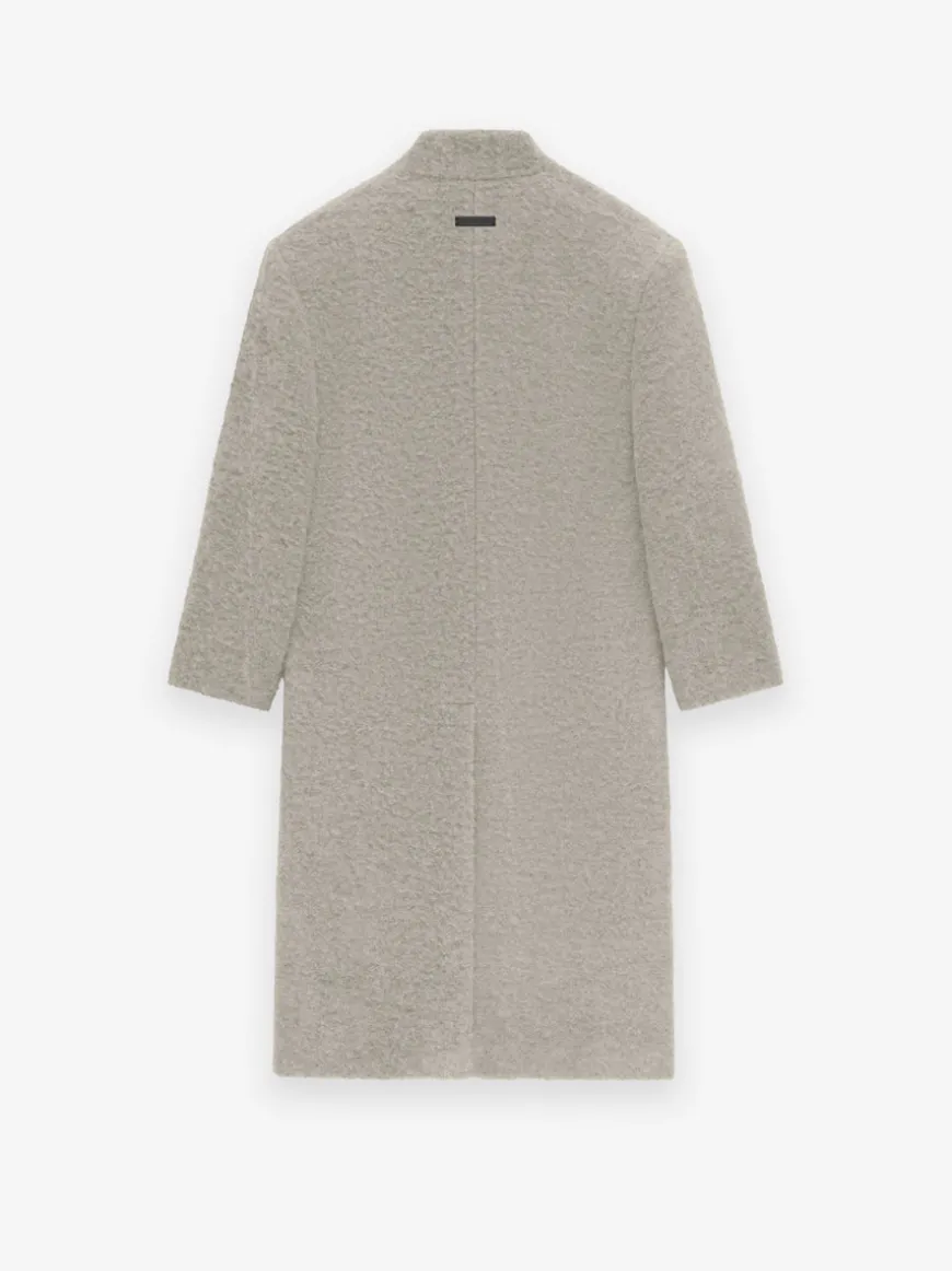 Wool Boucle Lapelless Coat