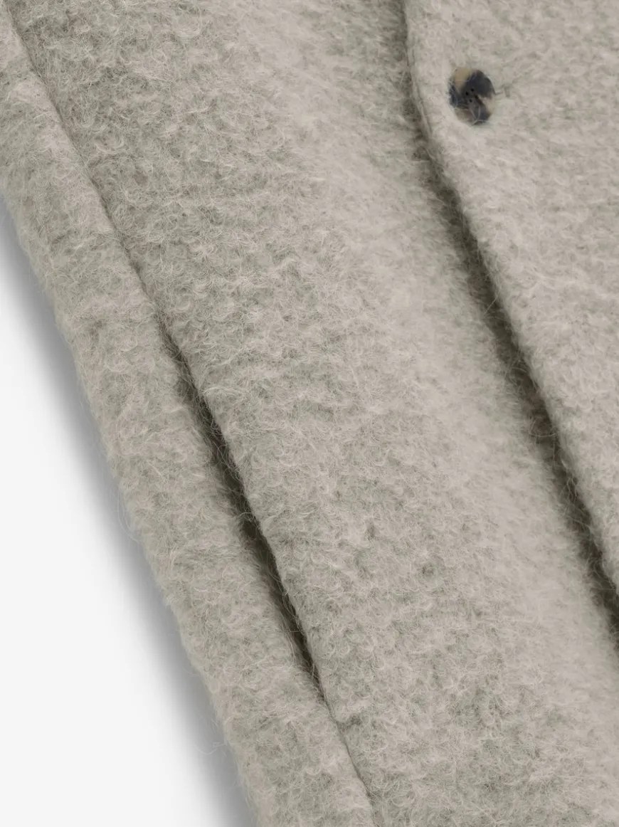Wool Boucle Lapelless Coat
