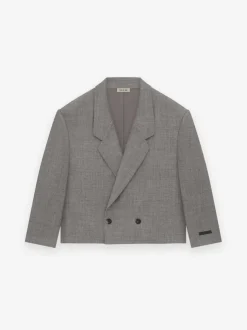 Wool Canvas Cropped Relaxed Blazer