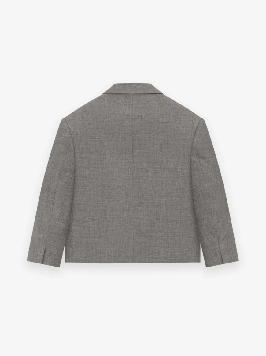 Wool Canvas Cropped Relaxed Blazer