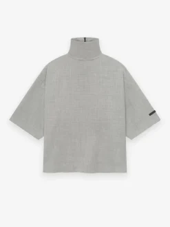 Wool Canvas High Neck Short Sleeve Shirt
