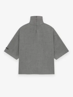 Wool Canvas High Neck Short Sleeve Shirt
