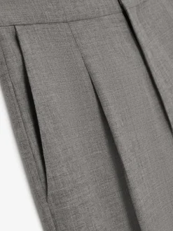 Wool Canvas Wide Leg Trousers