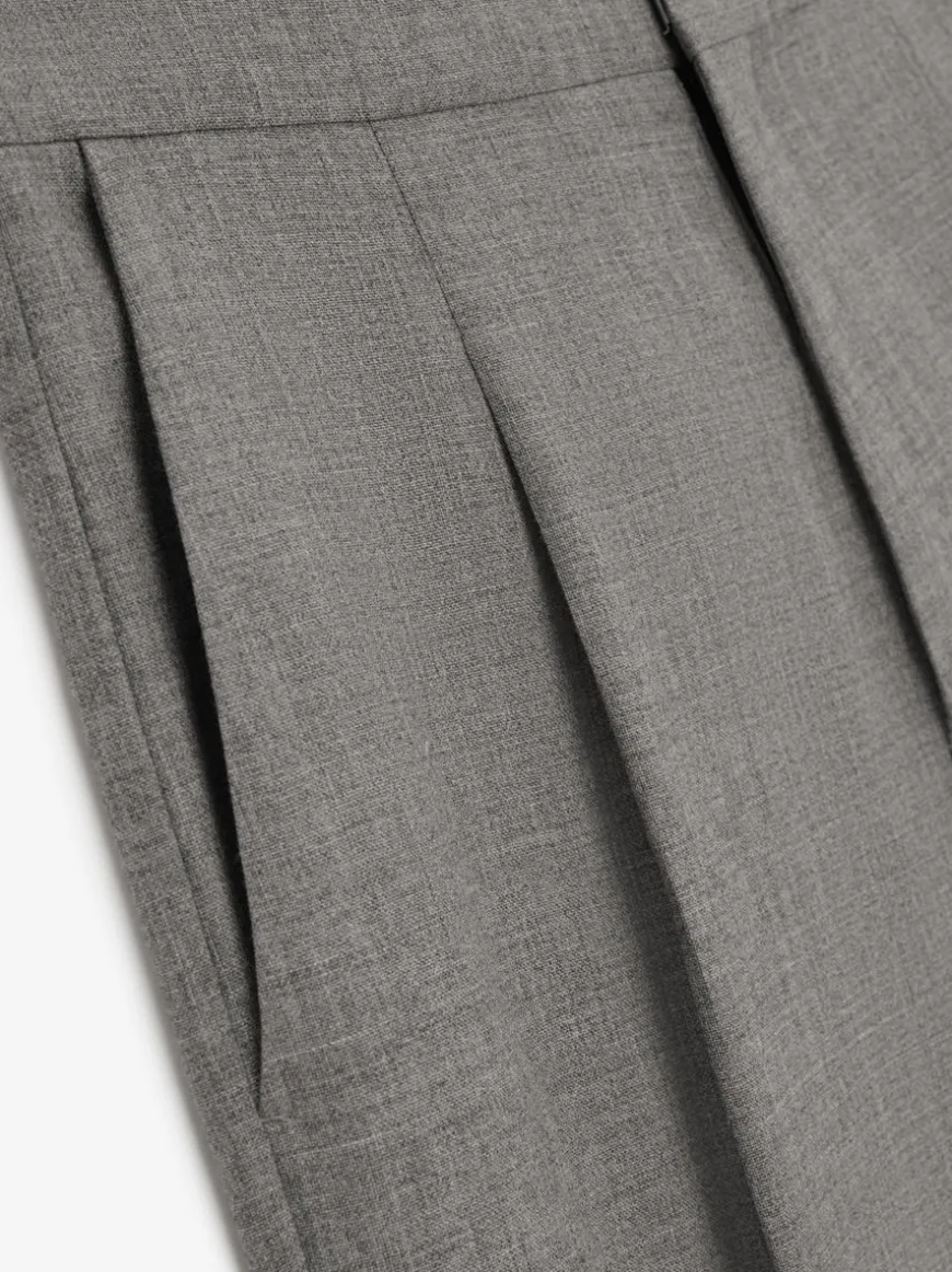 Wool Canvas Wide Leg Trousers
