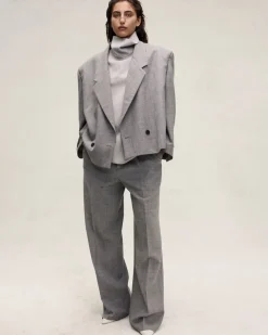 Wool Canvas Wide Leg Trousers