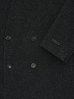 Wool Flannel Long Relaxed Lapelless Blazer