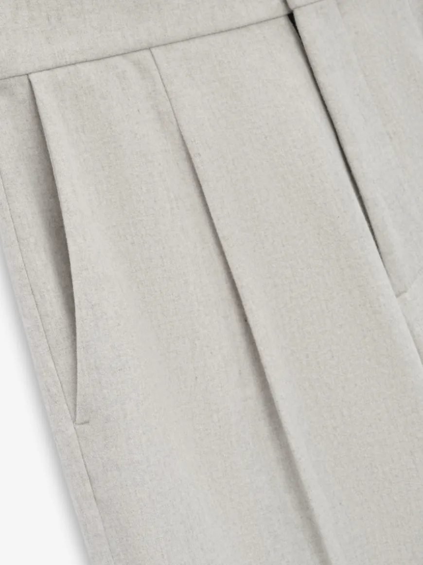 Wool Flannel Wide Leg Trousers