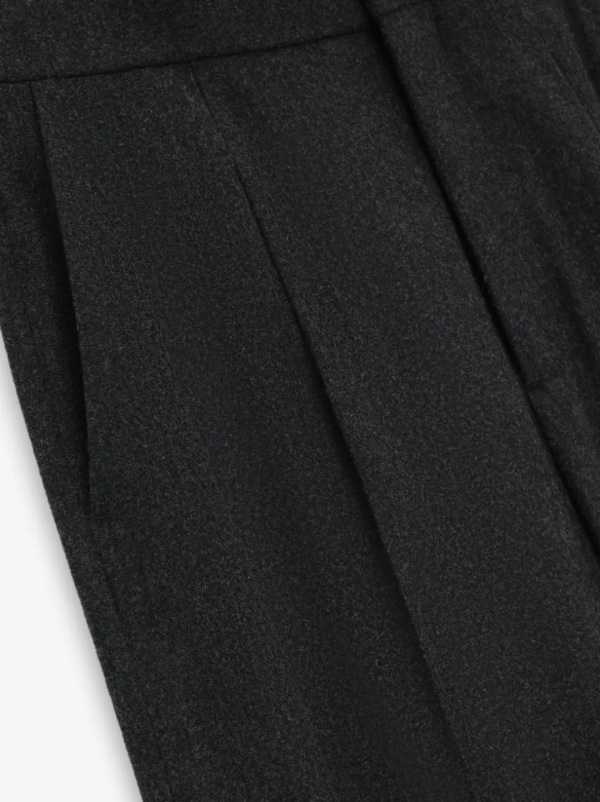 Wool Flannel Wide Leg Trousers