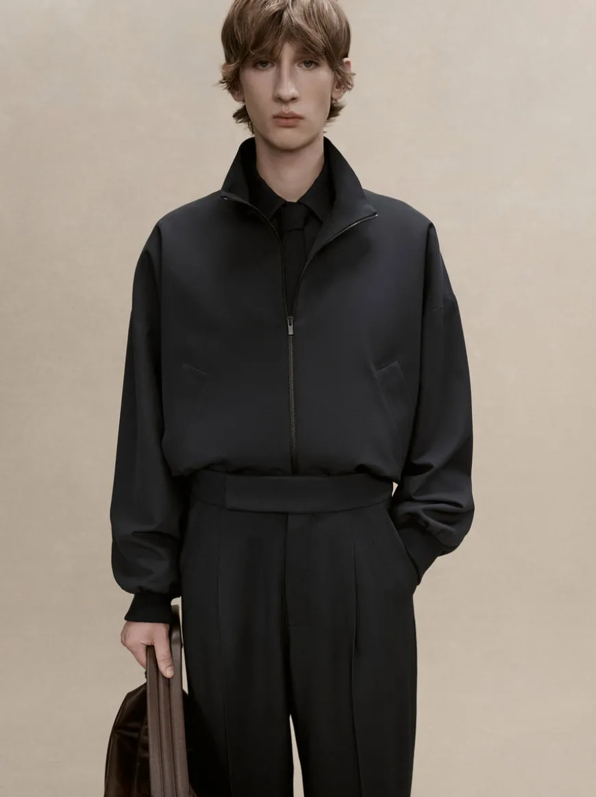 Wool High Neck Track Jacket
